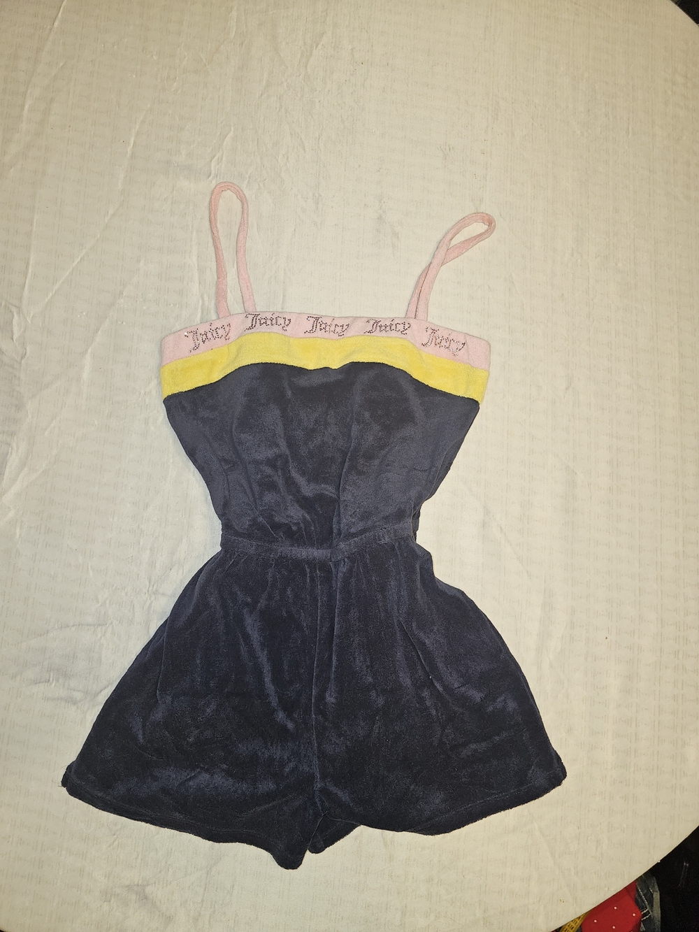 Vintage Juicy Couture Black Label Velour Colorblock Romper XS
